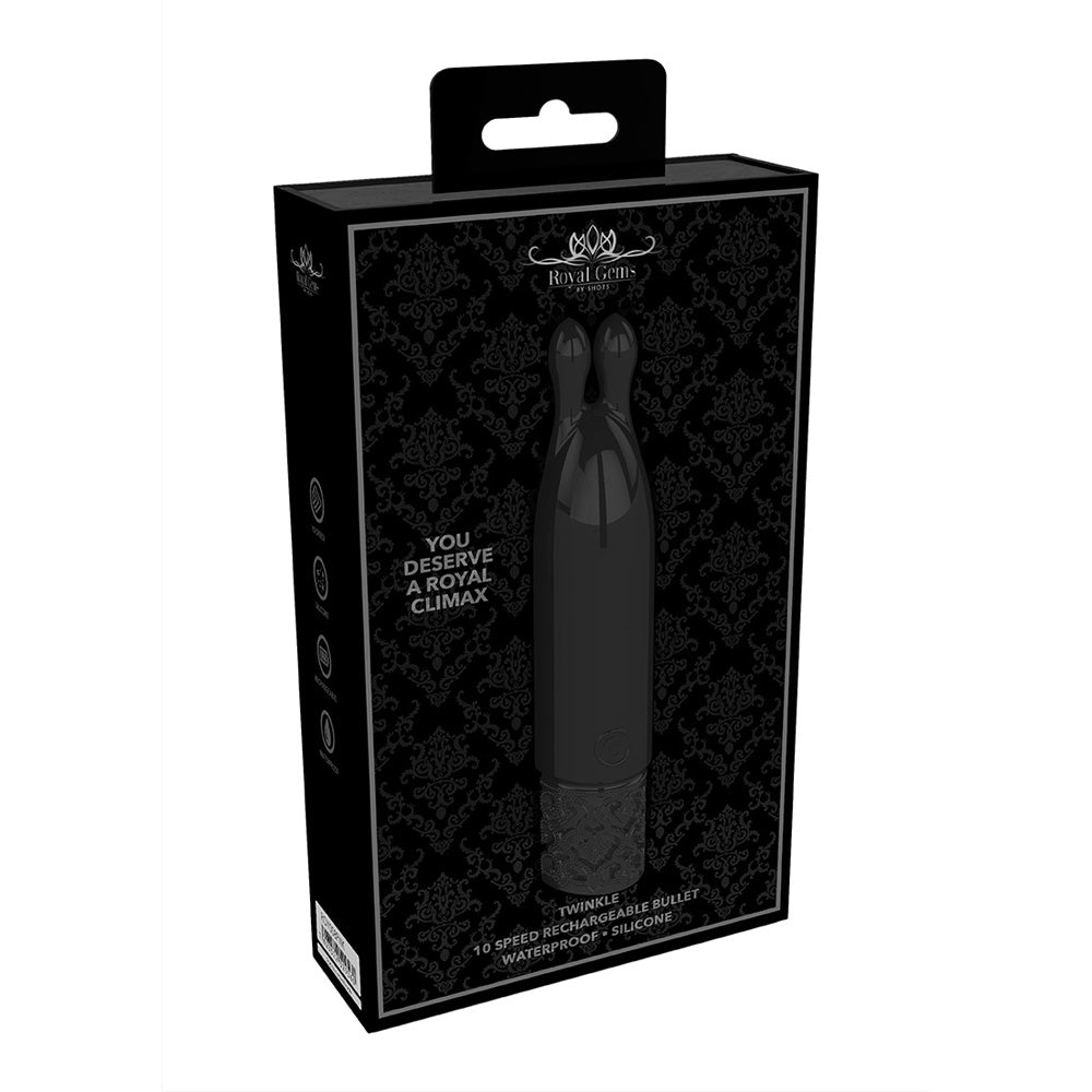 Royal Gems Twinkle Rechargeable Silicone Bullet Black | 7423522529553 | Discreet Personal Wellness