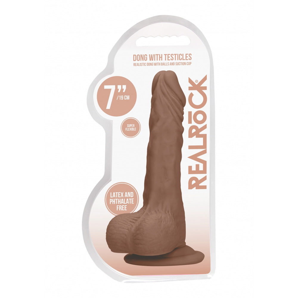 Realrock Penis With Testicles 7" Tan | 7423522547526 | Discreet Personal Wellness