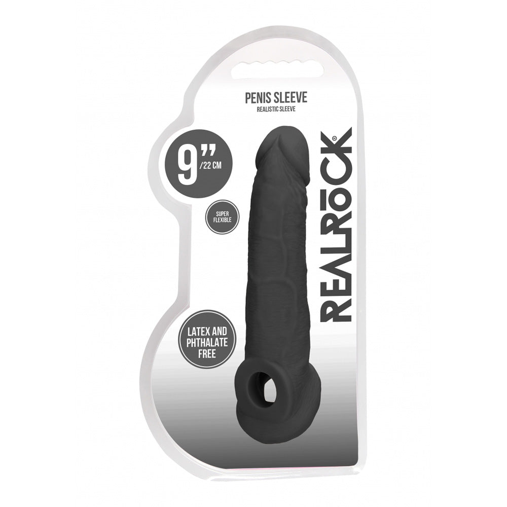 Realrock Penis Sleeve 9" Black | 7423522551509 | Discreet Personal Wellness