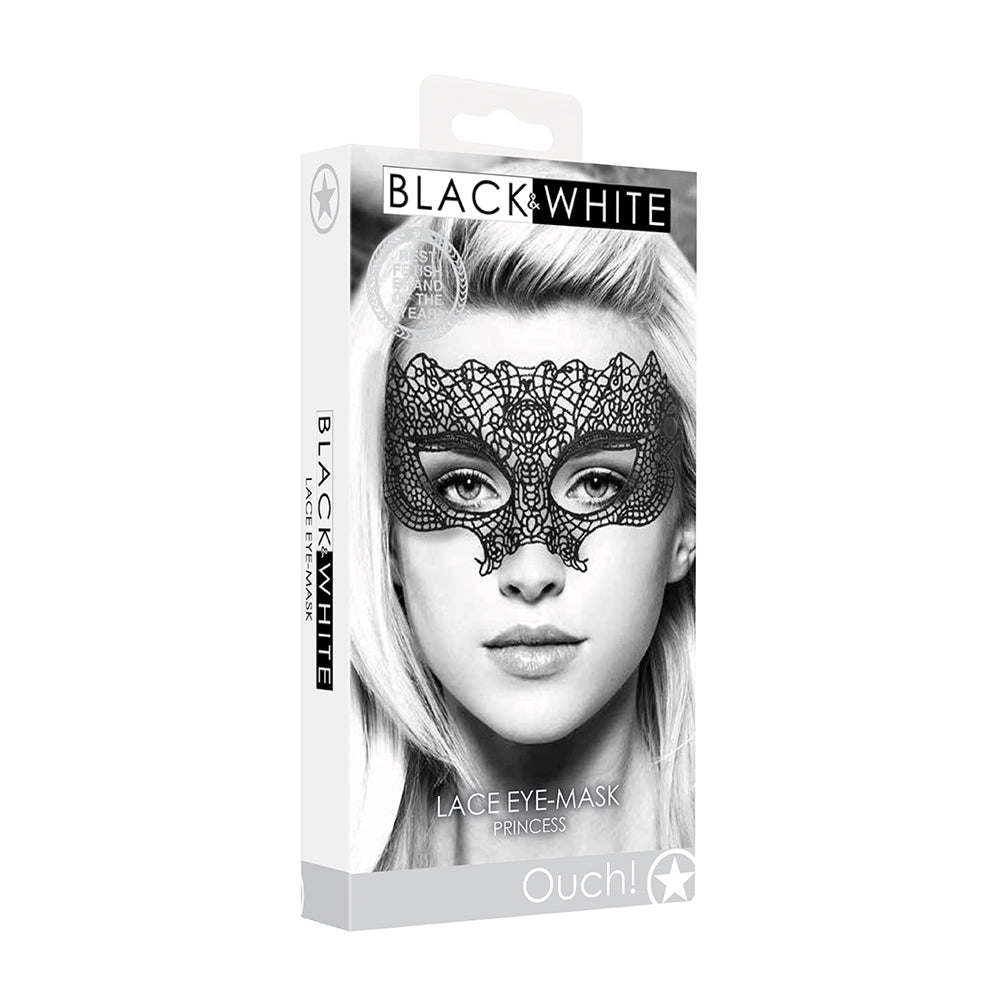 Ouch! Black & White Lace Eye Mask Princess | 7423522576540 | Discreet Personal Wellness