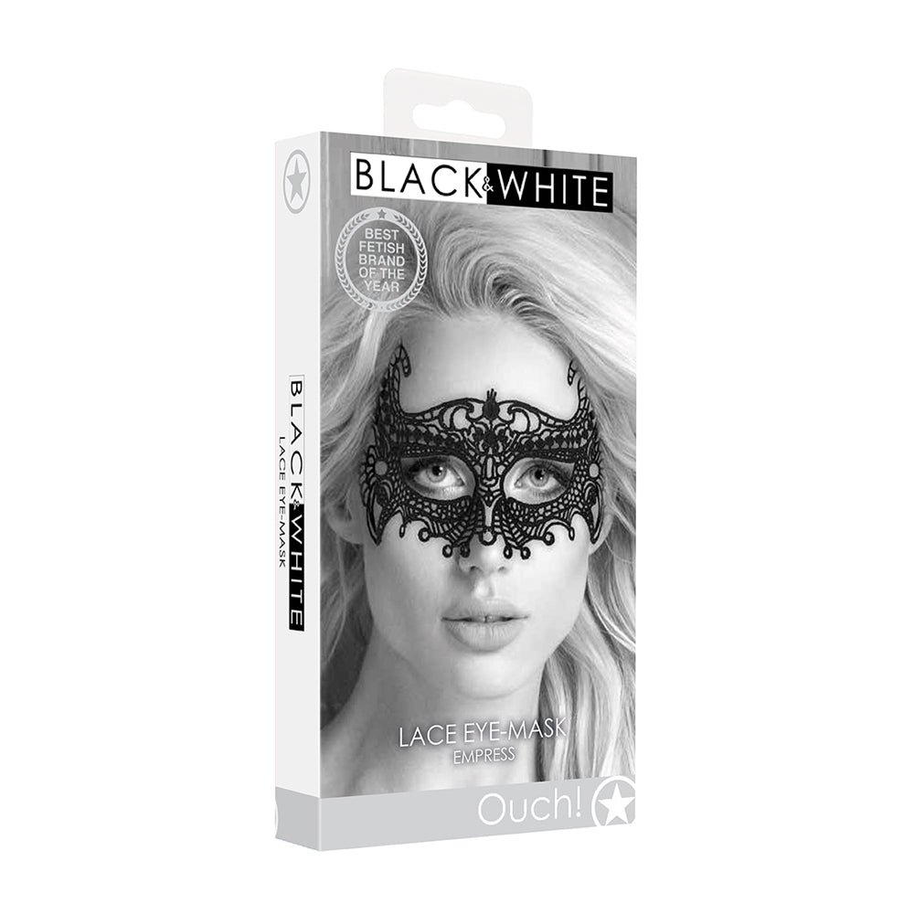 Ouch! Black & White Lace Eye Mask Empress | 7423522576564 | Discreet Personal Wellness