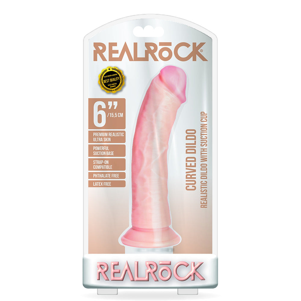 Curved Realistic Dildo Without Balls With Suction Cup 6'' Flesh | 7423522625699 | Discreet Personal Wellness