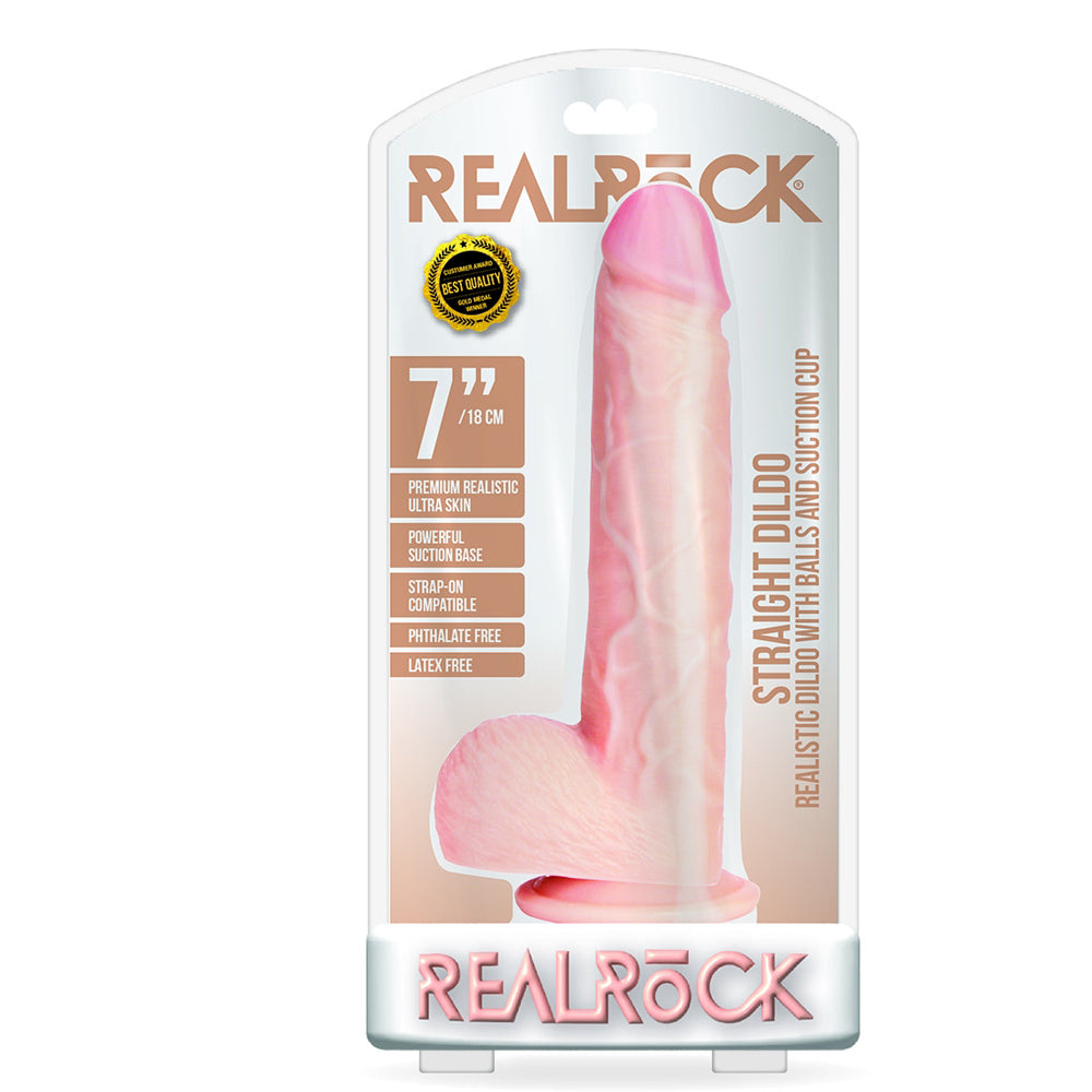 Straight Realistic Dildo With Balls And Suction Cup 7'' Flesh | 7423522628645 | Discreet Personal Wellness