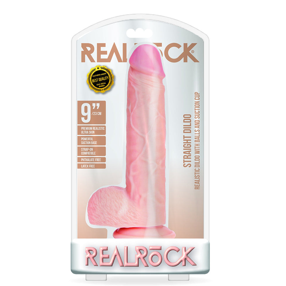Straight Realistic Dildo With Balls And Suction Cup 9'' Flesh | 7423522628683 | Discreet Personal Wellness