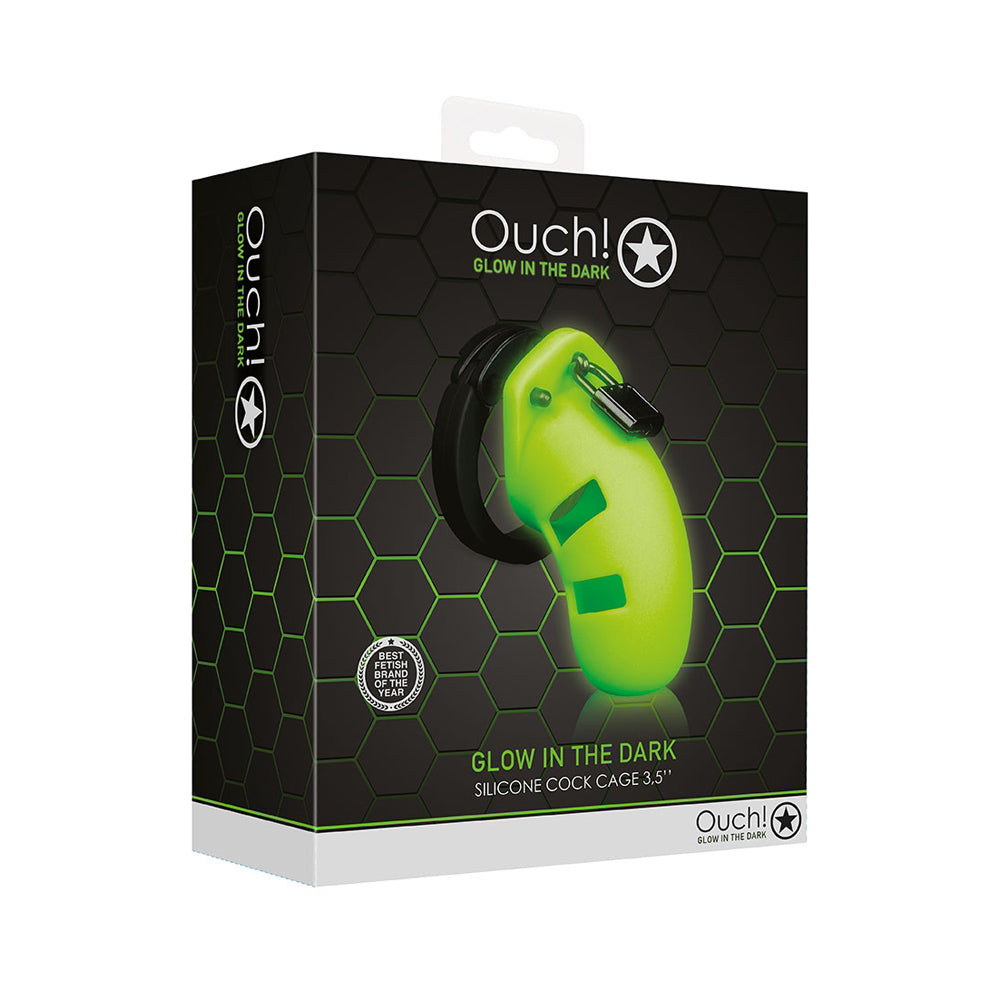 Ouch! Model 20 Penis Cage 3.5" Glow In The Dark | 7423522638699 | Discreet Personal Wellness
