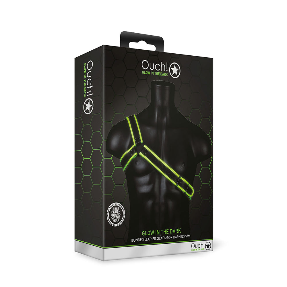 Ouch! Gladiator Harness Glow In The Dark S/M | 7423522642641 | Discreet Personal Wellness