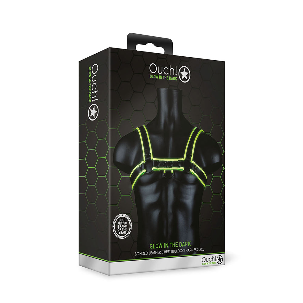 Ouch! Chest Bulldog Harness Glow In The Dark L/Xl | 7423522653647 | Discreet Personal Wellness