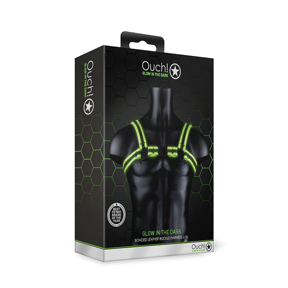 Ouch! Buckle Harness Glow In The Dark L/Xl | 7423522653678 | Discreet Personal Wellness