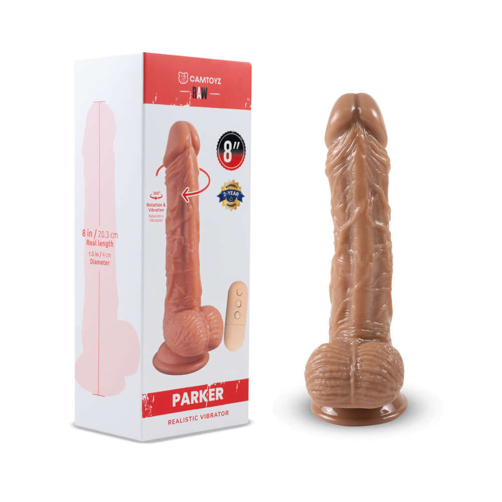 Raw Parker 8" Vibrating Dildo | 7707674736329 | Discreet Personal Wellness