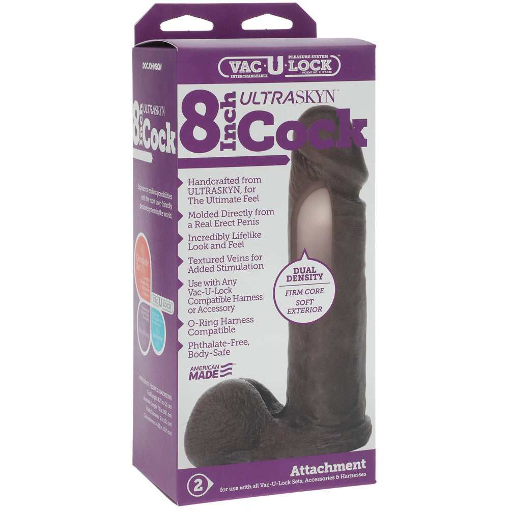 Vac-U-Lock - 8" ULTRASKYN Penis - Chocolate | 782421014391 | Discreet Personal Wellness
