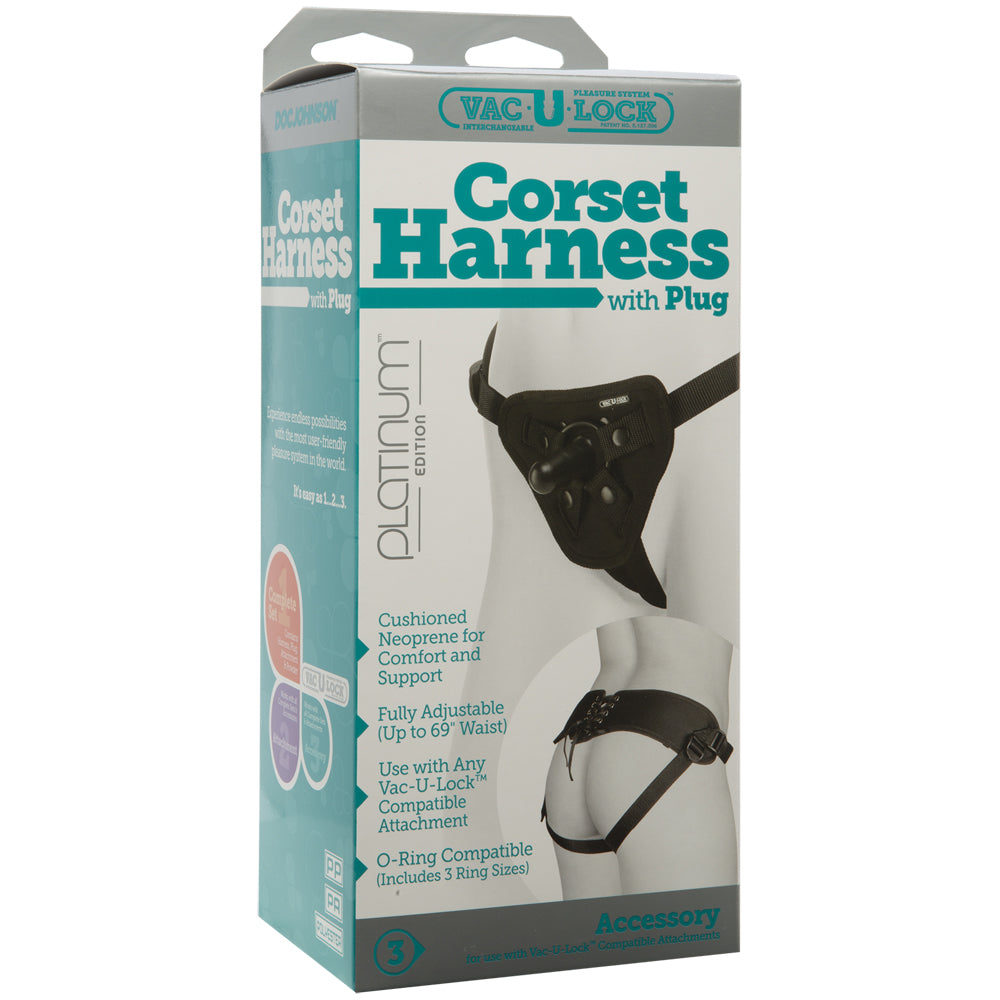 Vac-U-Lock Platinum - Corset Harness - With Plug Black | 782421018191 | Discreet Personal Wellness