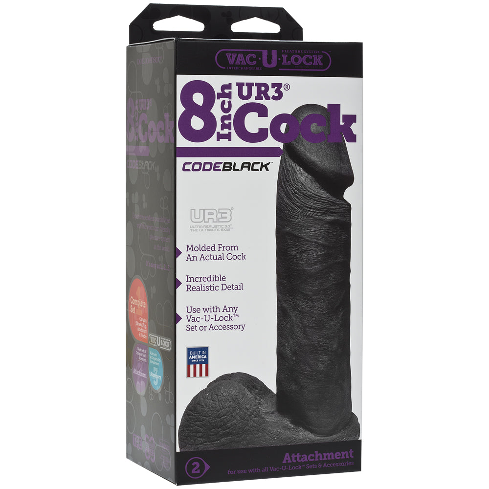 Vac-U-Lock Codeblack 8" Ultraskyn Penis Codeblack | 782421027513 | Discreet Personal Wellness