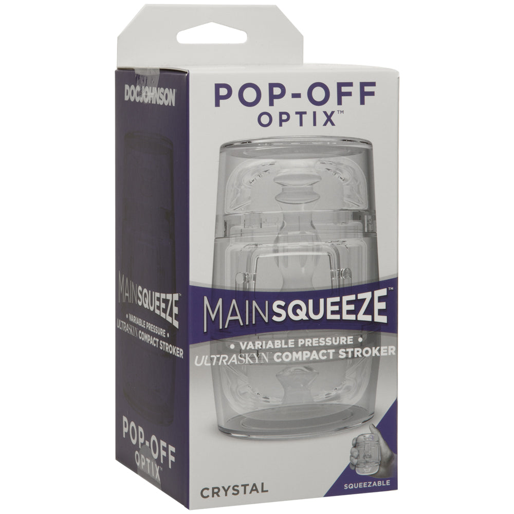 Main Squeeze Pop-Off Optix ULTRASKYN Compact Stroker Clear | 782421067281 | Discreet Personal Wellness