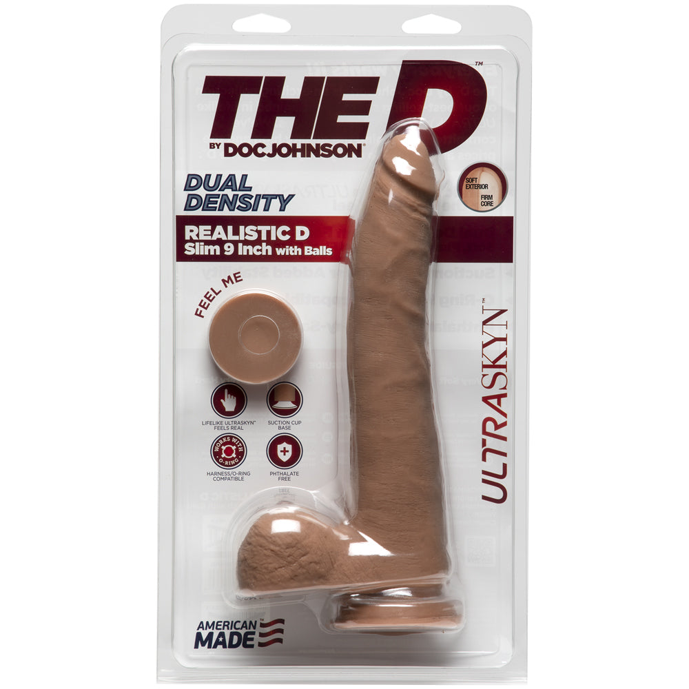 The D Realistic D Slim 9" With Balls Ultraskyn Caramel | 782421068660 | Discreet Personal Wellness