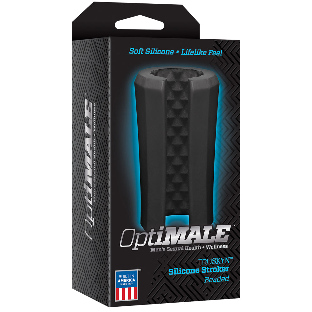Optimale Truskyn Silicone Stroker Beaded Black | 782421068837 | Discreet Personal Wellness