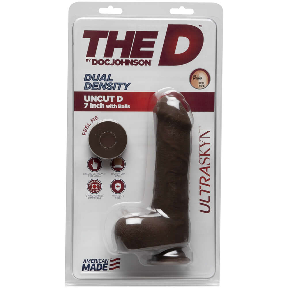 The D - Uncut D 7" With Balls Ultraskyn Chocolate | 782421072872 | Discreet Personal Wellness