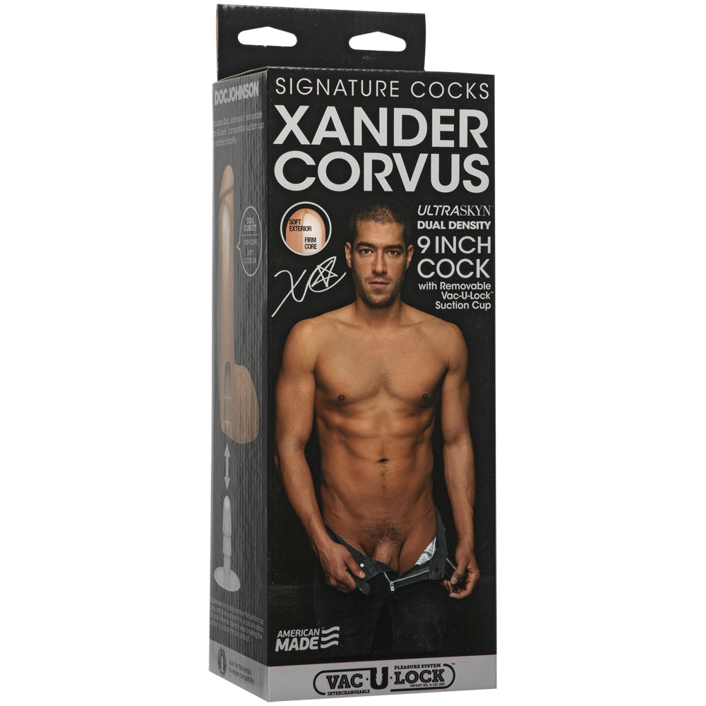 Signature Penis Xander Corvus Ultraskyn 9" Penis with Removable Vac-U-Lock Suction Cup Vanilla | 782421073367 | Discreet Personal Wellness