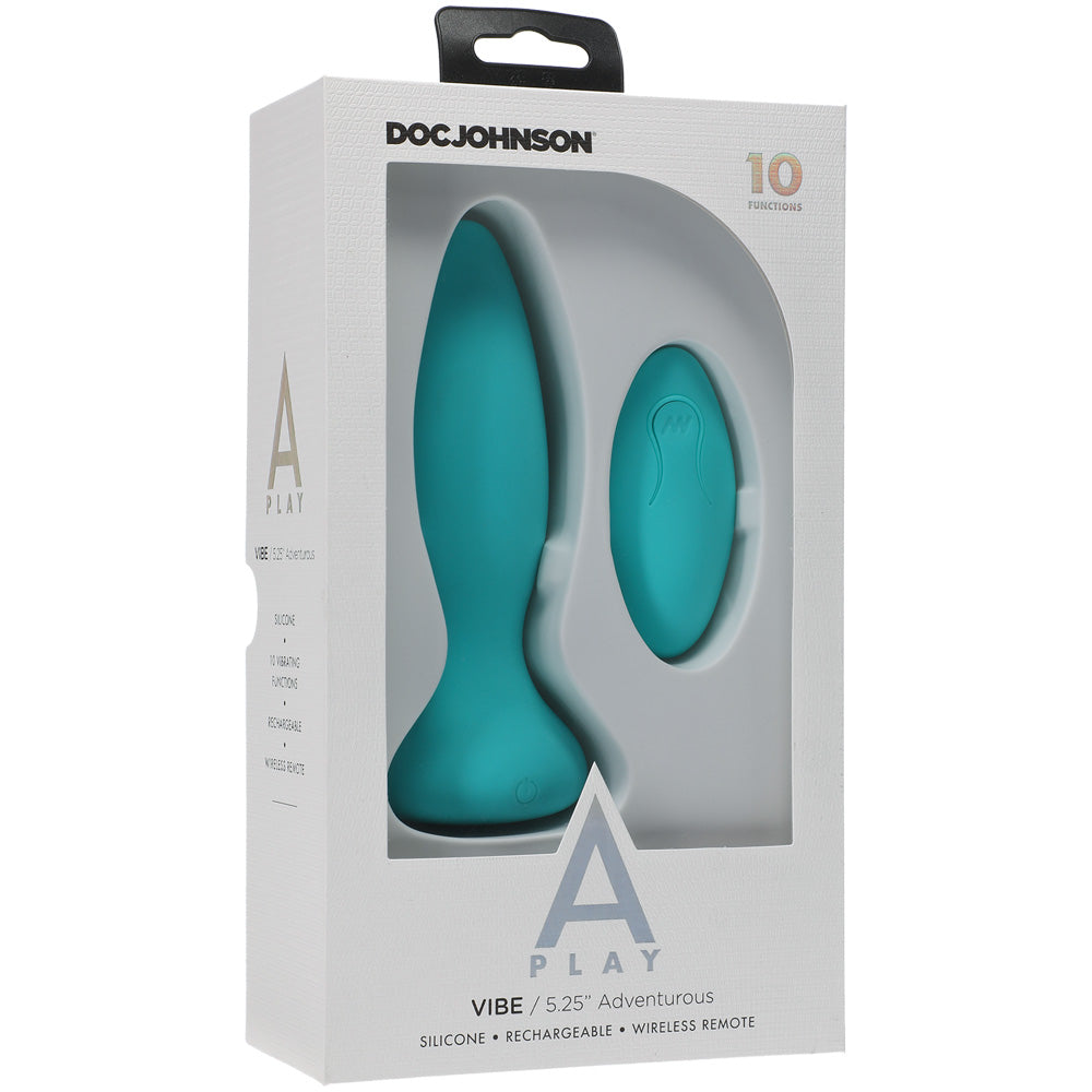 A-Play Vibe Adventurous Rechargeable Silicone Anal Plug With Remote Teal | 782421075620 | Discreet Personal Wellness