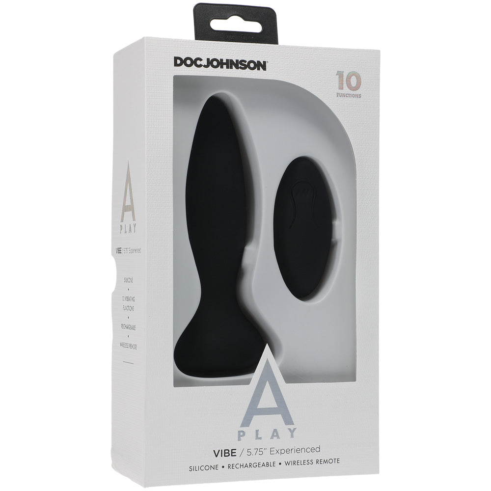 A-Play Vibe Experienced Rechargeable Silicone Anal Plug With Remote Black | 782421075637 | Discreet Personal Wellness