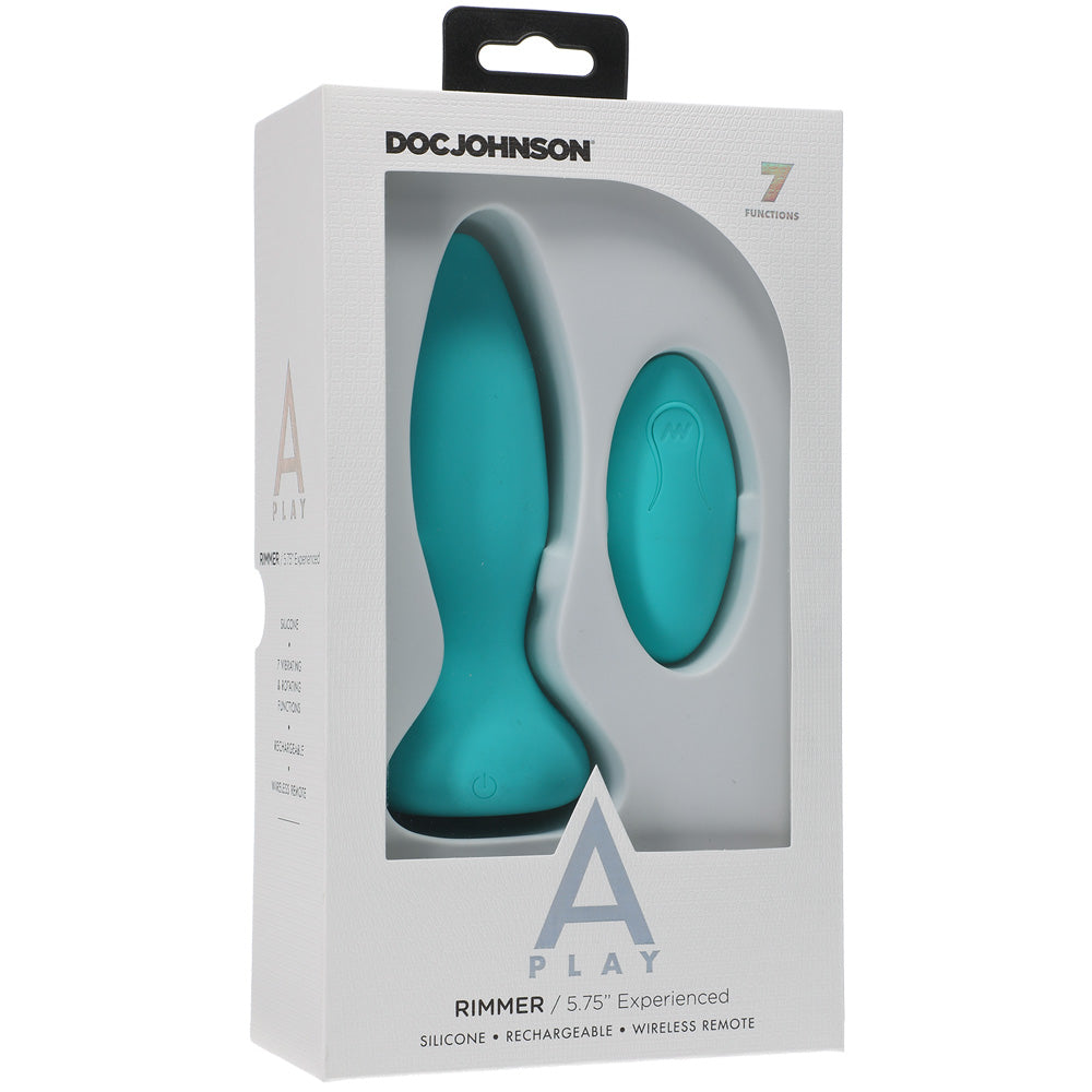 A-Play Rimmer Experienced Rechargeable Silicone Anal Plug With Remote Teal | 782421075705 | Discreet Personal Wellness