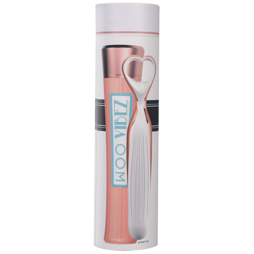 Woo: Rechargeable Silicone Vibe With Case White/Rose Gold | 782421079574 | Discreet Personal Wellness