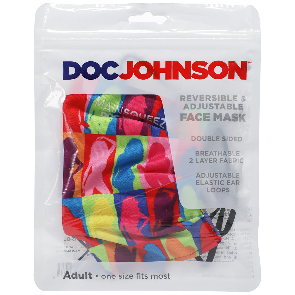 Dj Reversible & Adjustable Face Mask Main Squeeze Pattern W/Black Ear Loops | 782421080273 | Discreet Personal Wellness