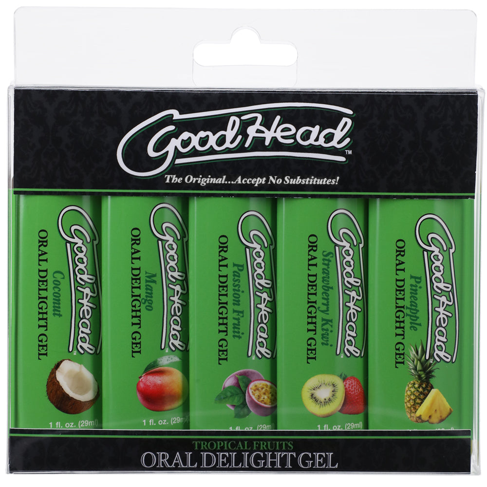Goodhead Oral Delight Gel Tropical Fruits 5Pk 1 oz. | 782421083205 | Discreet Personal Wellness