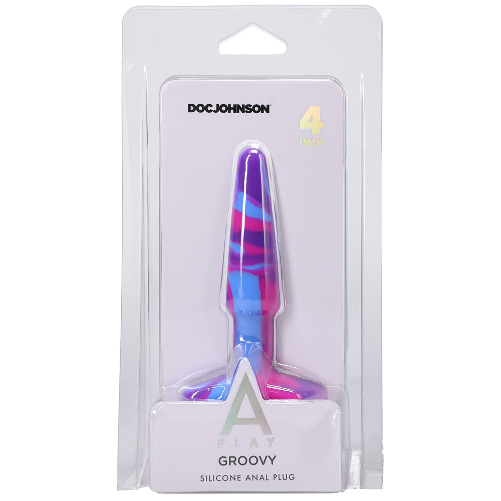 A-Play Groovy Silicone Anal Plug 4" Berry | 782421083328 | Discreet Personal Wellness