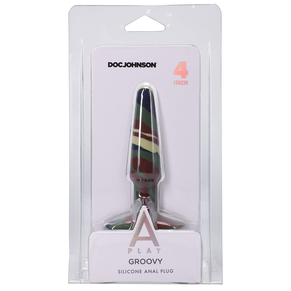A-Play Groovy Silicone Anal Plug 4" Camouflage | 782421086633 | Discreet Personal Wellness