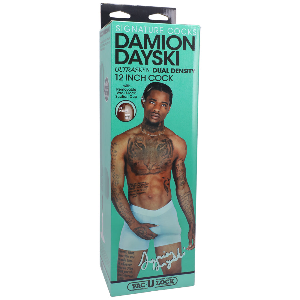 Signature Penis Damion Dayski 12" Ultraskyn Penis With Removable Vac-U-Lock Suction Cup Chocolate | 782421087081 | Discreet Personal Wellness