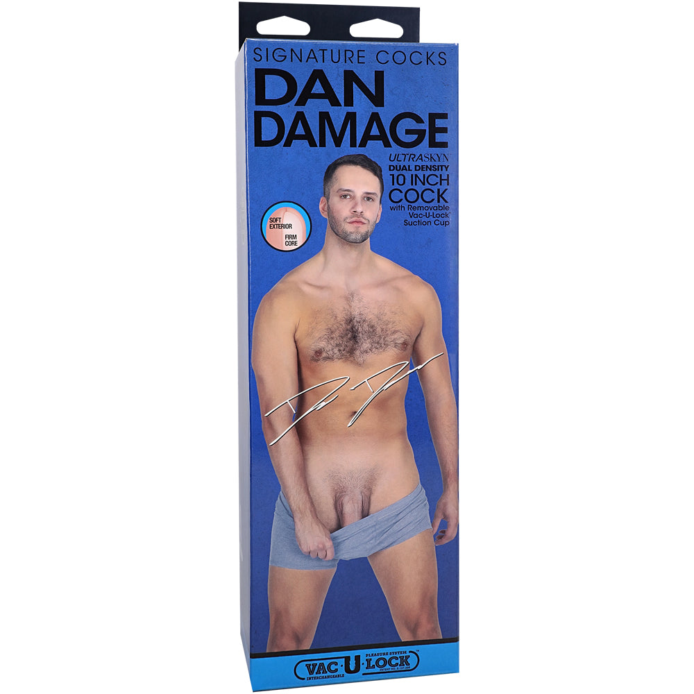 Signature Penis Dan Damage 10" Ultraskyn Penis With Removable Vac-U-Lock Suction Cup Vanilla | 782421090111 | Discreet Personal Wellness