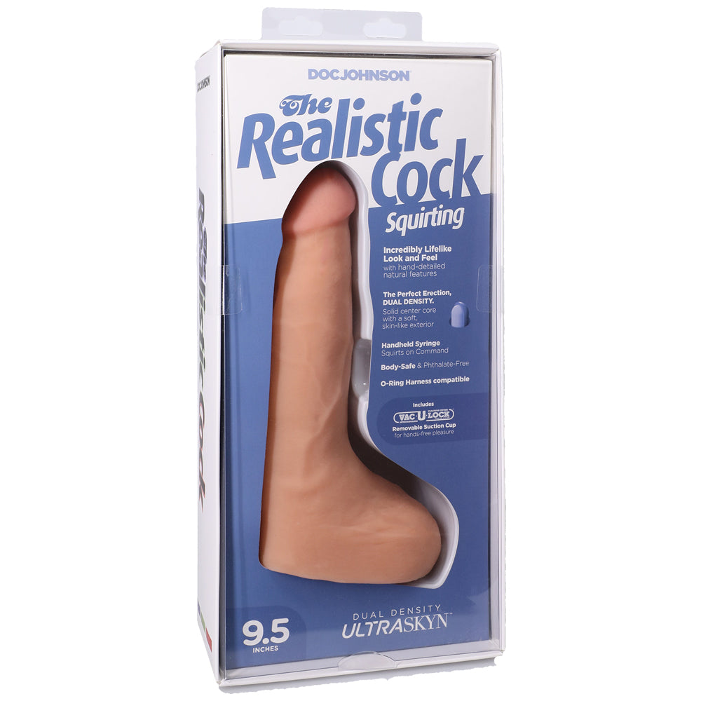 The Realistic Penis Squirting Penis Ultraskyn 9.5" With Balls Vanilla | 782421091491 | Discreet Personal Wellness