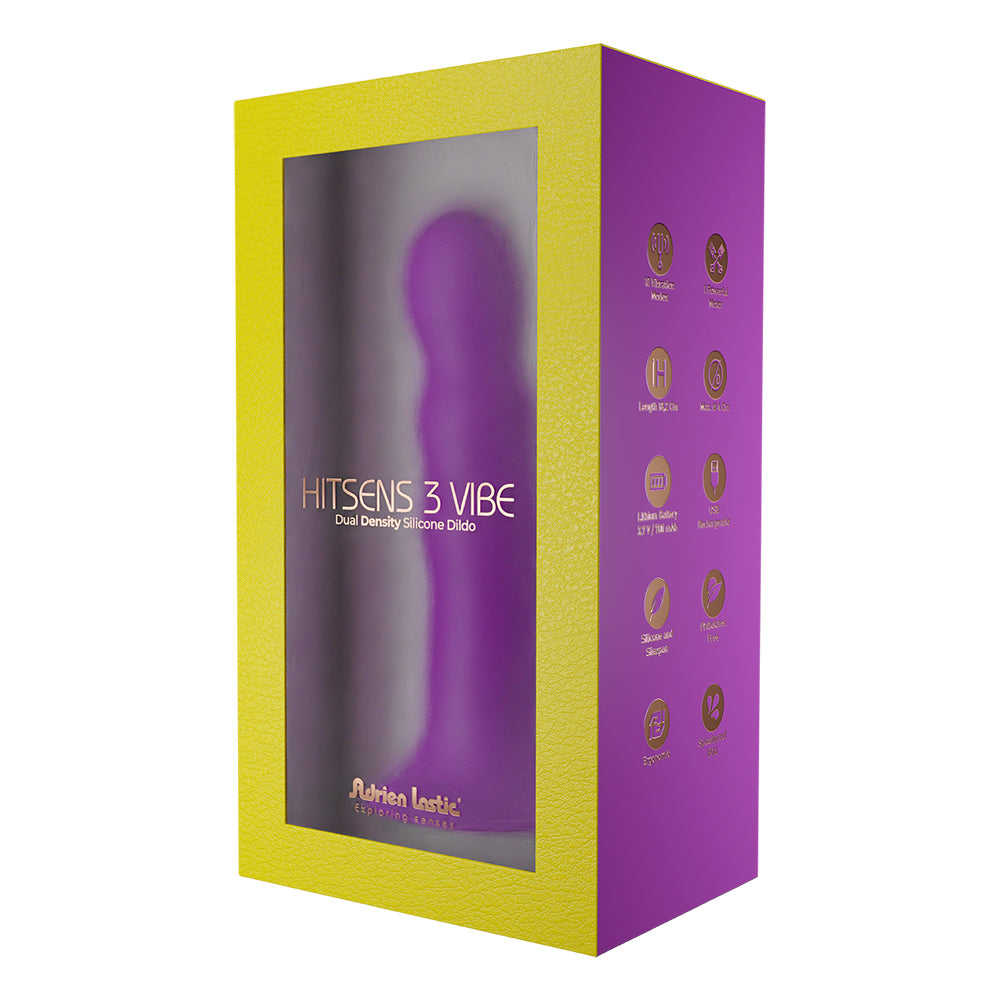 Adrien Lastic Hitsens 3 Vibe Dual Density Silicone Dildo Purple | 782421093815 | Discreet Personal Wellness