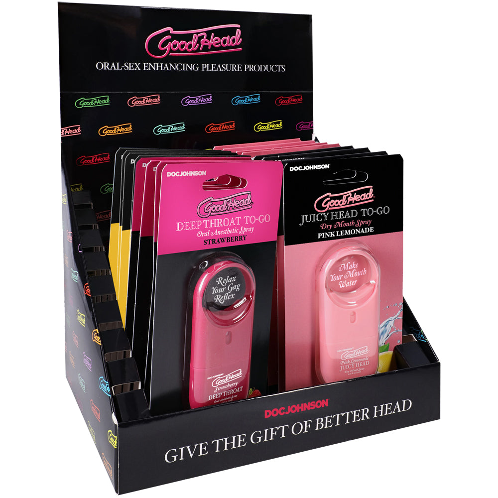 Goodhead Deep Oral & Juicy Head Spray To-Go Display | 782421096083 | Discreet Personal Wellness
