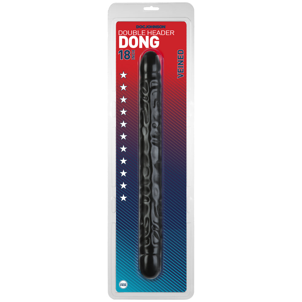 Double Header Penis - 18" - Veined Black | 782421103606 | Discreet Personal Wellness