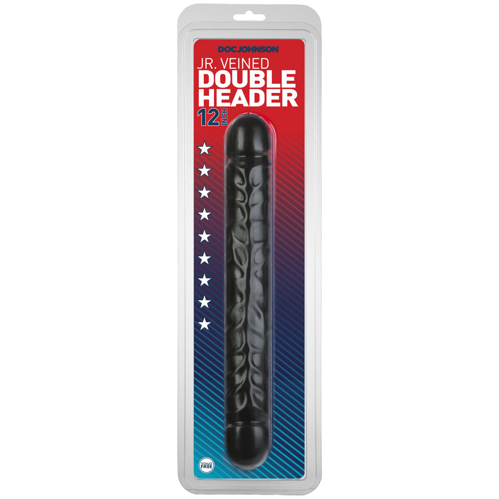 Jr. Veined Double Header - 12" Black | 782421104504 | Discreet Personal Wellness