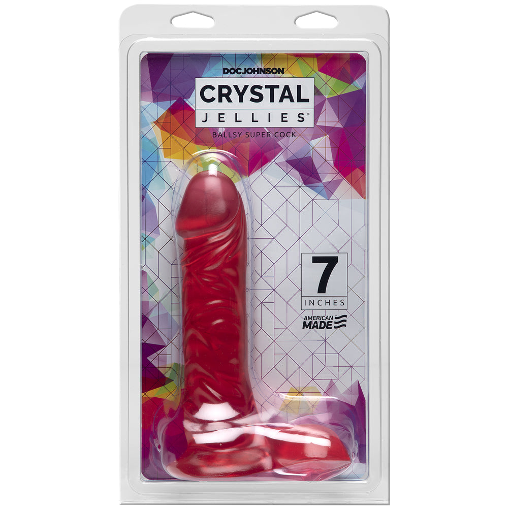 Crystal Jellies - 7" Ballsy Super Penis Pink | 782421124304 | Discreet Personal Wellness