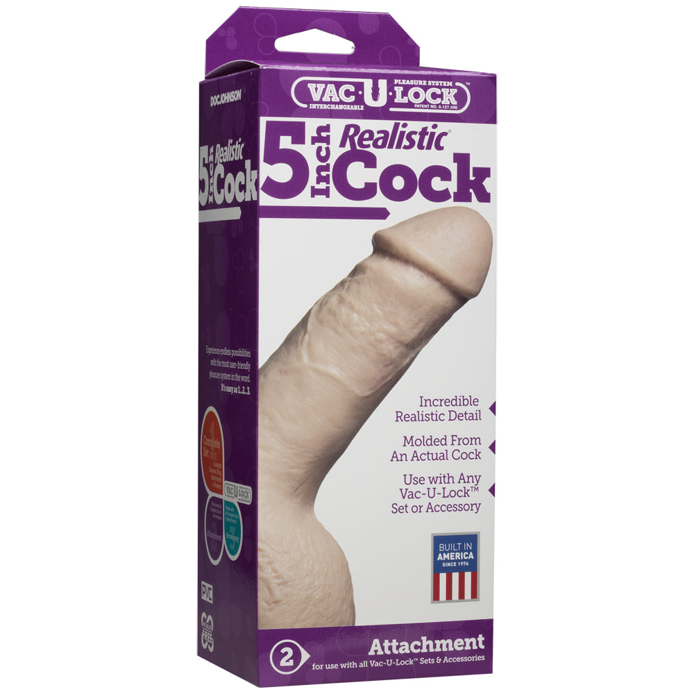 Vac-U-Lock - 5" Realistic Penis Vanilla | 782421156008 | Discreet Personal Wellness