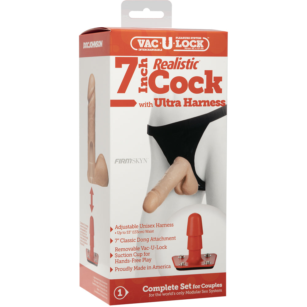 Vac-U-Lock - 6" Realistic Penis - With Ultra Harness Vanilla | 782421157203 | Discreet Personal Wellness