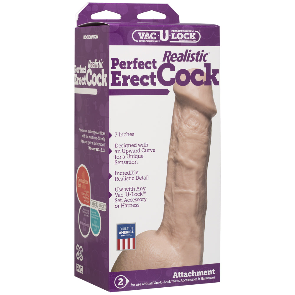 Vac-U-Lock - Perfect Erect Realistic Penis Vanilla | 782421432904 | Discreet Personal Wellness