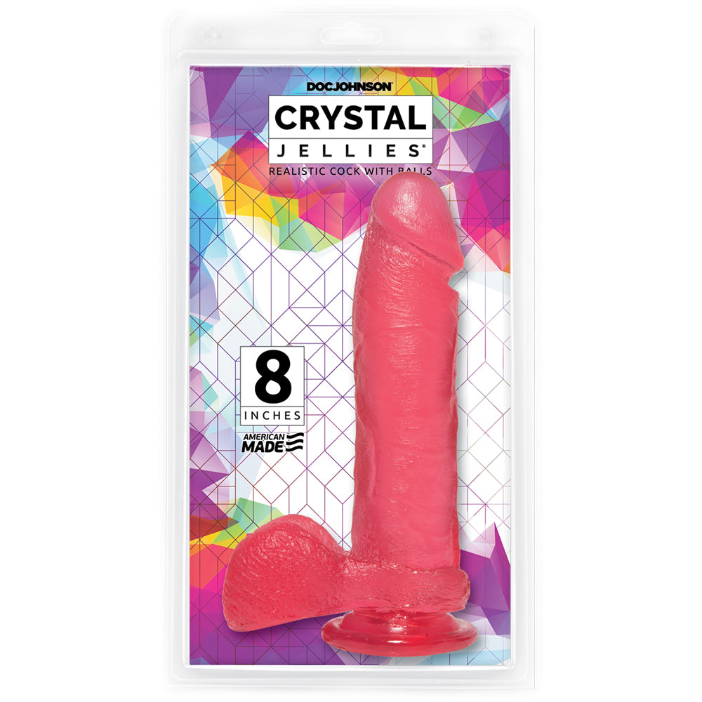 Crystal Jellies - 8" Ballsy Penis With Suction Cup Pink | 782421785819 | Discreet Personal Wellness