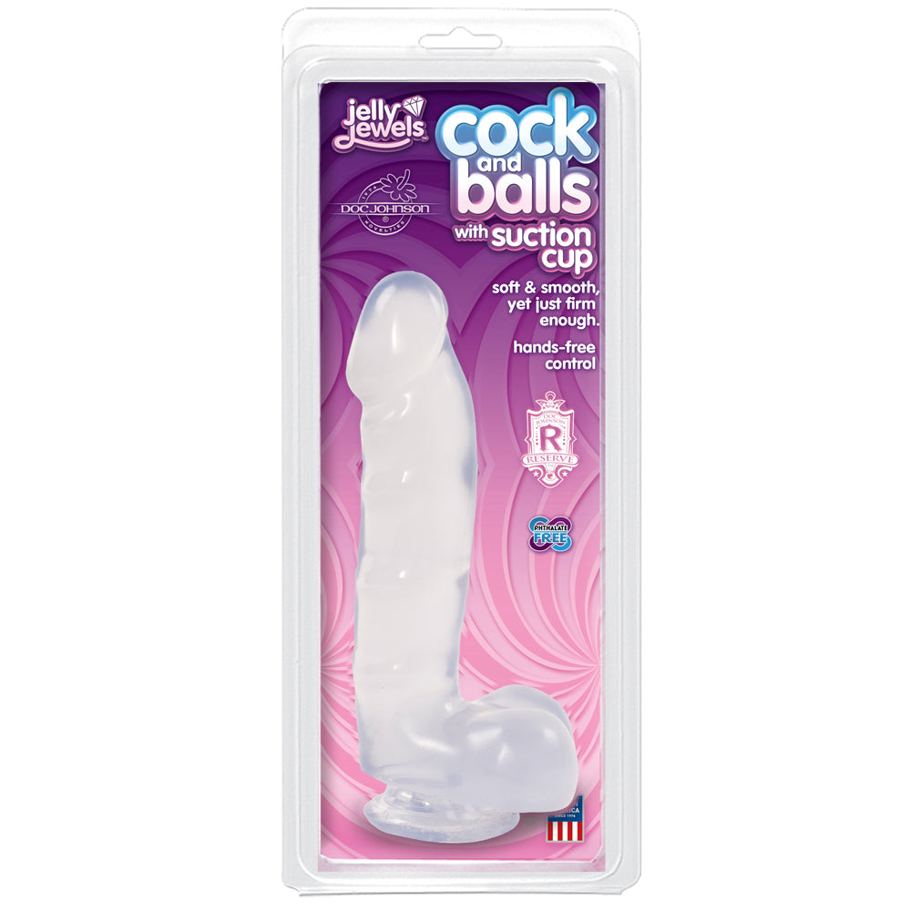 Jelly Jewels - Penis And Balls With Suction Cup Diamond | 782421806019 | Discreet Personal Wellness