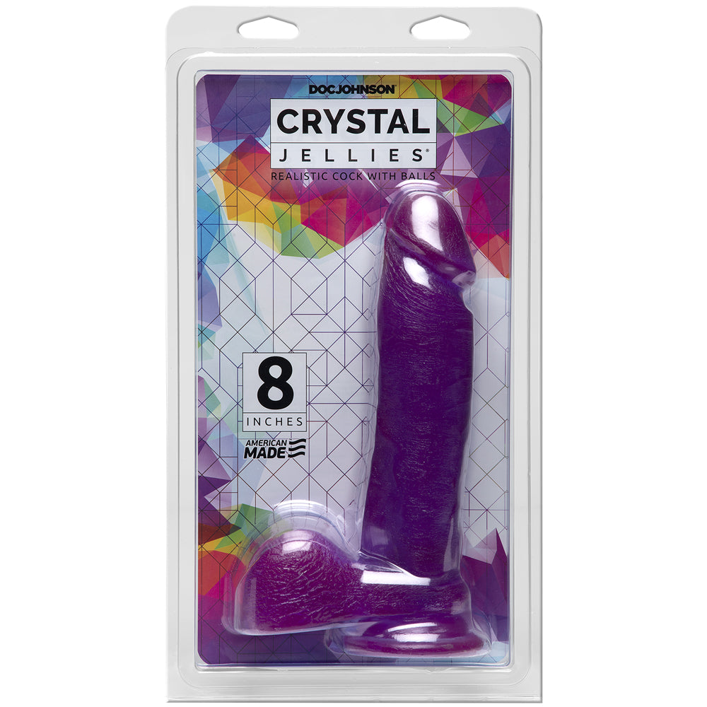 Crystal Jellies - 8" Ballsy Penis With Suction Cup Purple | 782421930912 | Discreet Personal Wellness