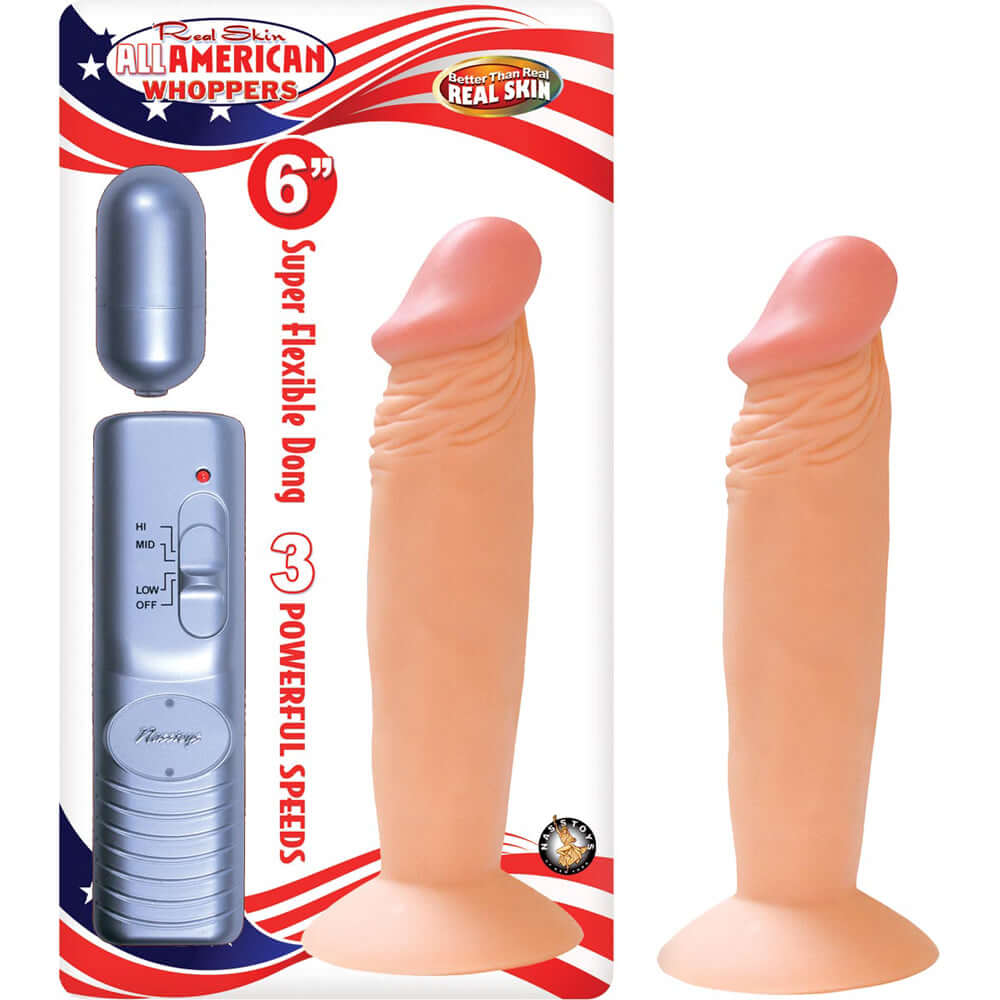 All American Whoppers 6" Vibrating Penis With Bullet Flesh | 782631223415 | Discreet Personal Wellness