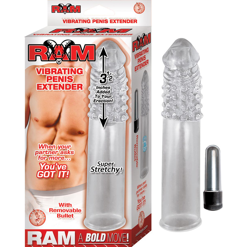 Ram Vibrating Penis Extender Clear | 782631246711 | Discreet Personal Wellness