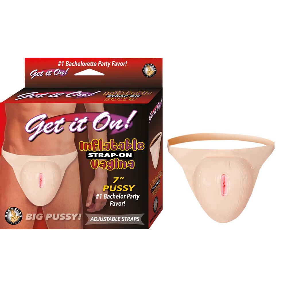 Get It On! Inflatable Strap-On Vagina Flesh | 782631270402 | Discreet Personal Wellness