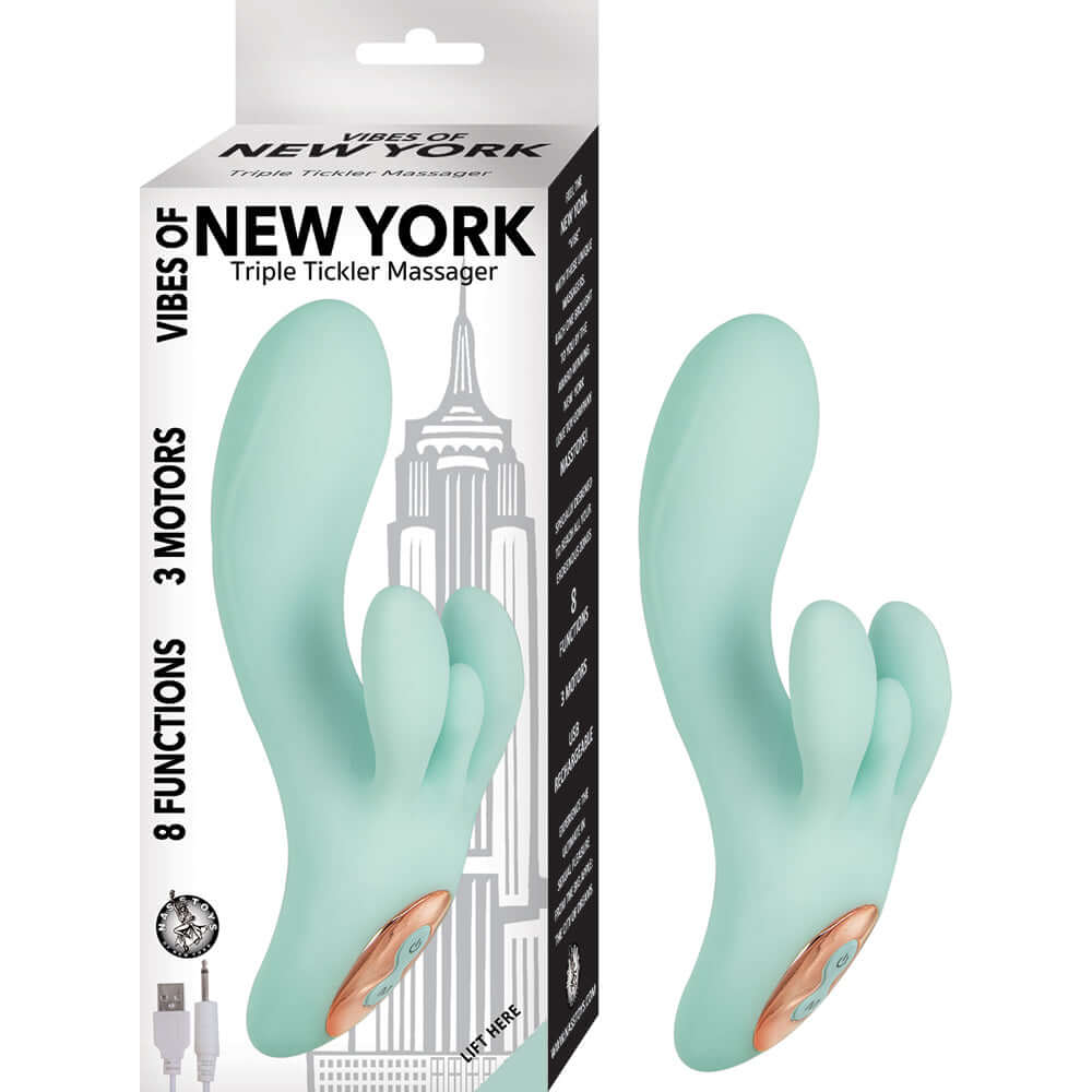 Vibes Of New York Triple Tickler Massager Aqua | 782631292312 | Discreet Personal Wellness