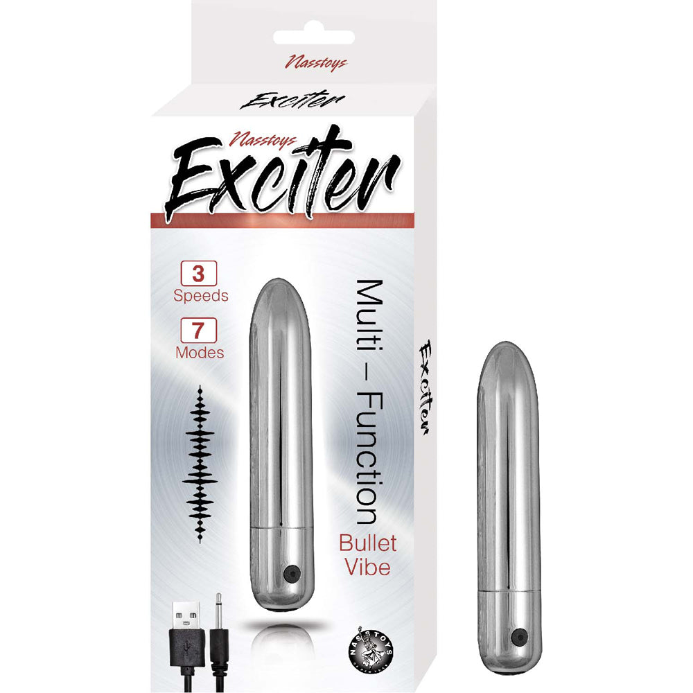 Exciter Multi Function Bullet Vibe Silver | 782631308112 | Discreet Personal Wellness