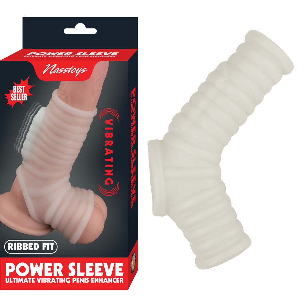 Vibrating Ribbed Sleeve White | 782631312614 | Discreet Personal Wellness