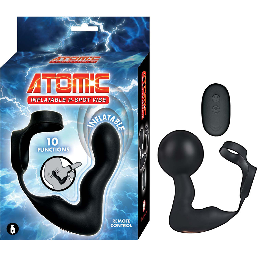 Atomic Inflatable P-Spot Vibe Black | 782631317602 | Discreet Personal Wellness